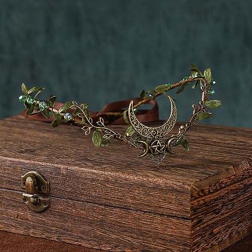 MOSTORY Handmade Moon Elf Crown for Women Girls
