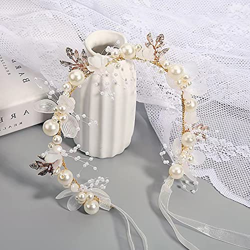 Binrina Hairband - Elegant Pearl Crystal Flower Headpiece for Princess Bridesmaid
