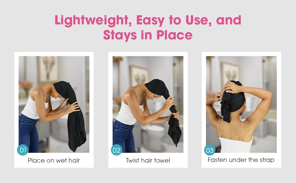 Hair RePear Anti Frizz Cotton Towel Wrap Black 29 x 45