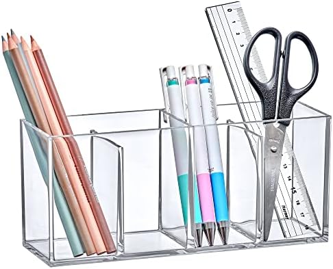 Amazing Abby - 4-Compartment Makeup Organizer with Brush Holder