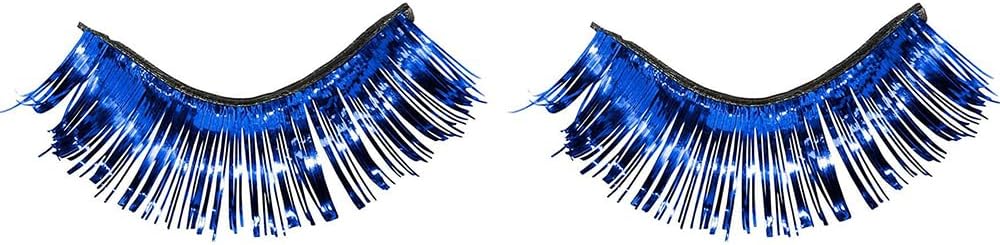 Blue Synthetic Tinsel Eyelashes - 1 Pair Easy Apply