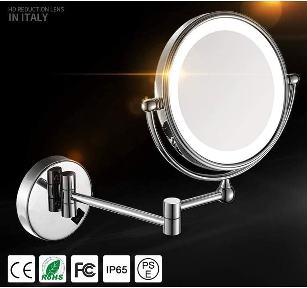 DEIHGE Makeup Mirror with LED Light Wall Mount 8 Inches 3X Magnification