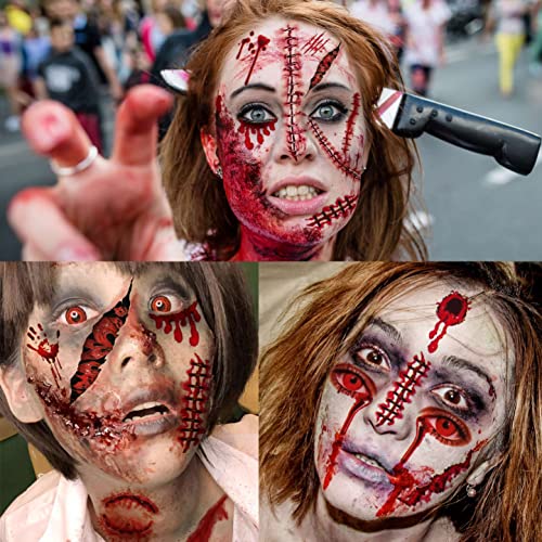 VANTATY 215 PCS 30 Sheets 3D Fake Scars Temporary Halloween Makeup Kit