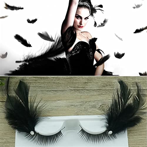 Tsangbaby Black Feather False Eyelashes for Halloween Cosplay