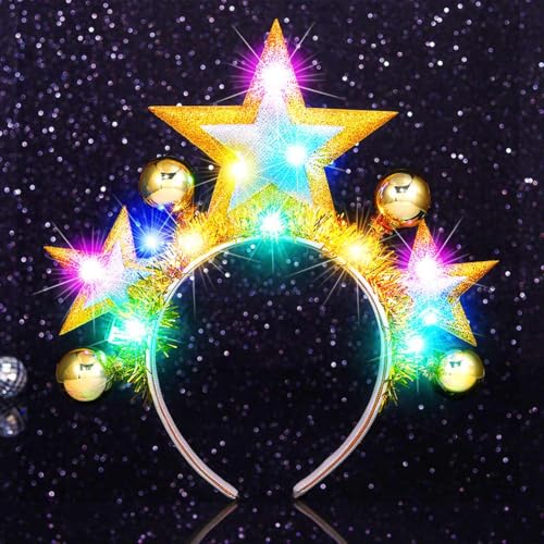 Catery Light Up Star Headband Gold Halo Crown