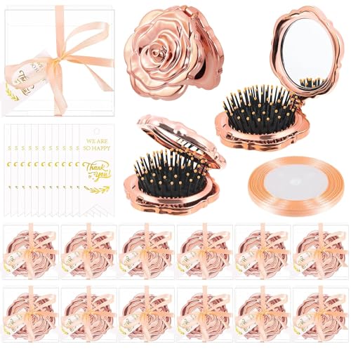12 Set Rose Compact Mirror Brush Wedding Gift Set