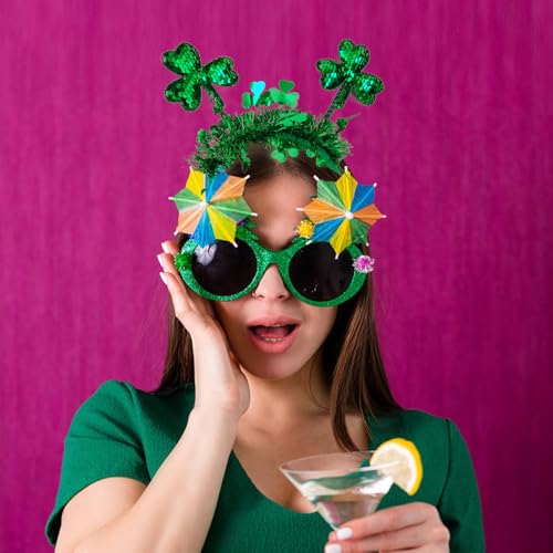 St Patricks Day Green Headbands with Sequin Designs 1 Pack