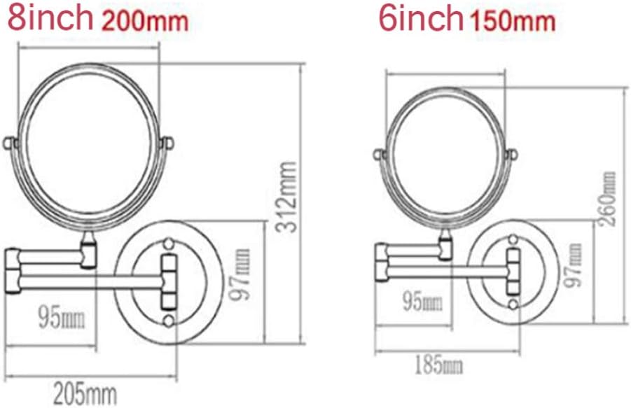 LCARY Wall Mirror 3X Magnification Black