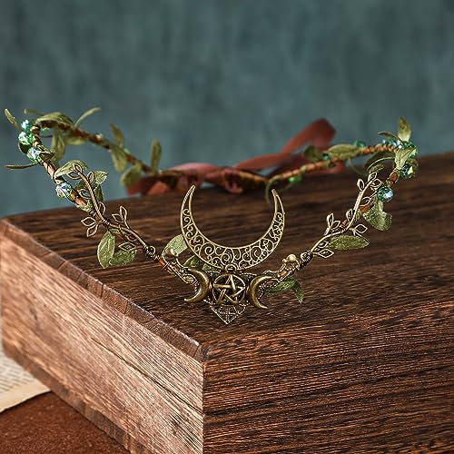 MOSTORY Handmade Moon Elf Crown for Women Girls
