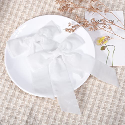 2PCS White Velvet Hair Bows Clips for Girls and Kids