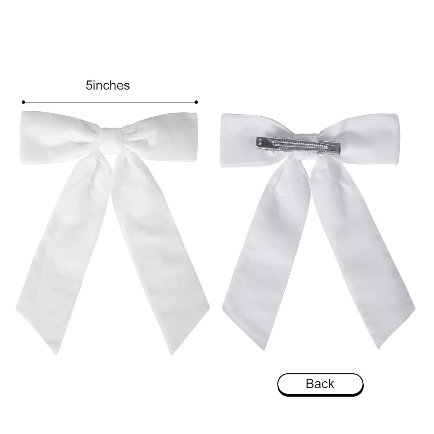 2PCS White Velvet Hair Bows Clips for Girls and Kids