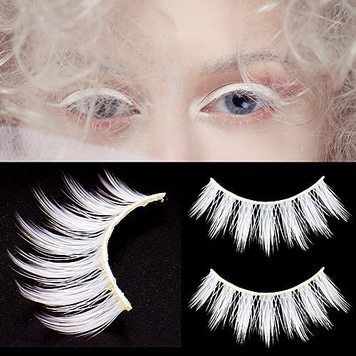 ikasus Halloween White False Eyelashes - Natural Long and Reusable