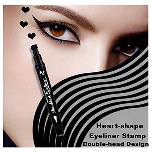 Go Ho 2PCS Waterproof Liquid Eyeliner Stamps Black Red Heart Design