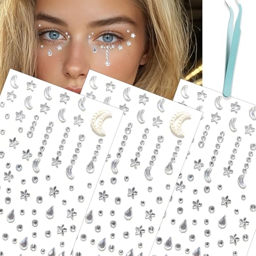 NOOEPC Face Gems - Star Moon Drop Rhinestones for Halloween Makeup 1