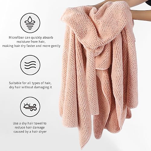 Laojbaba Microfiber Hair Towel 20X40inch Lotus Root Pink