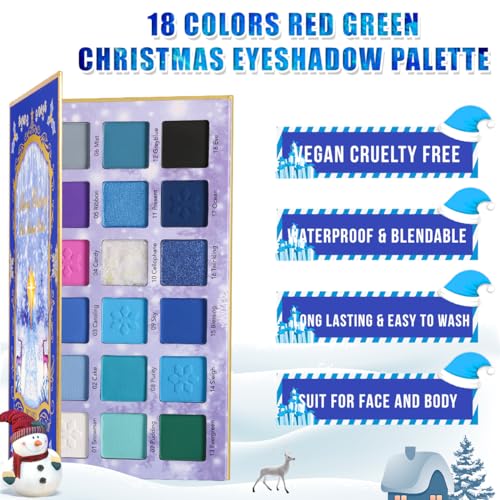 Blue Christmas Eyeshadow Palette 18 Colors