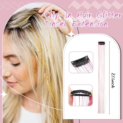 Umylar Hair Tinsel 12Pc Clip In Glitter Extensions