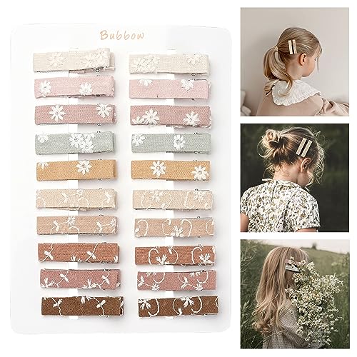 20pcs Alligator Hair Clips with Flower Embroidery for Girls and Women
