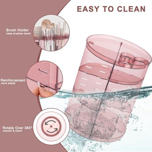 Jiavarry Rotating Makeup Organizer with 8 Adjustable Layers