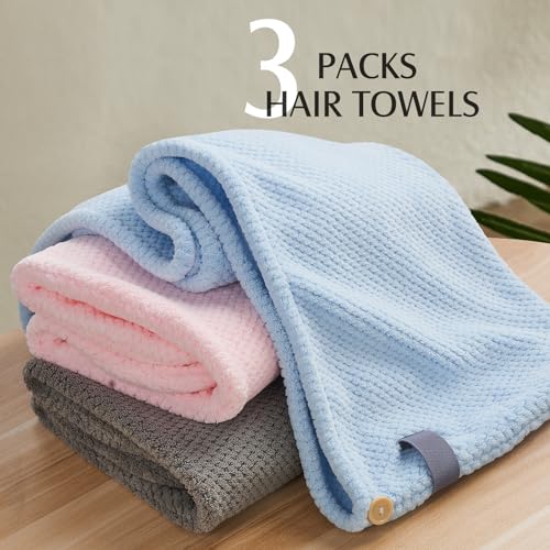 YFONG 3 Pack Microfiber Hair Towel Wrap