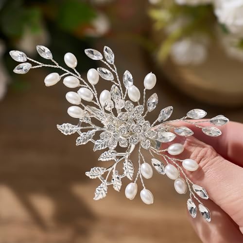 SWEETV Rhinestone Wedding Hair Clip for Women Girls