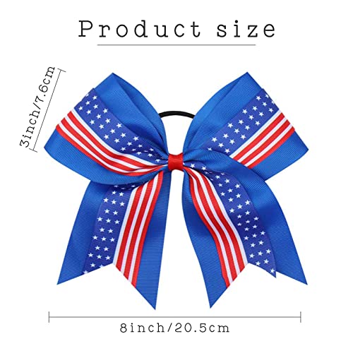 16PCS 8 Inch Cheer Hair Bows with Ponytail Holder