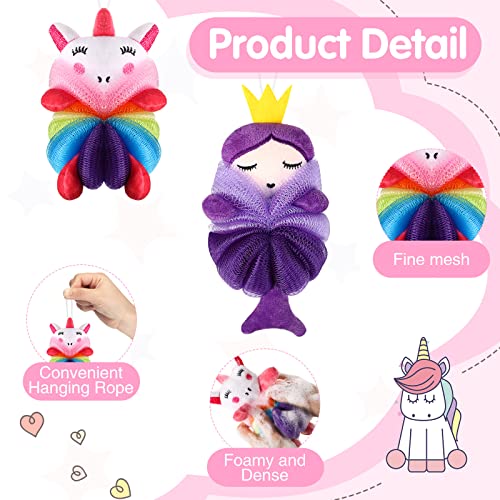 Nuenen 2 Pcs Kids Bath Loofahs with Cartoon Designs