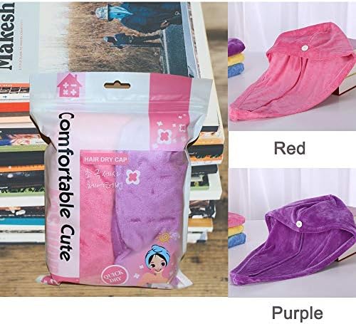 ADOGO Microfiber Hair Towel 2-Pack - Pink Purple