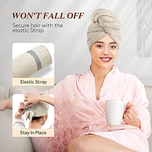 YFONG Microfiber Hair Towel Wrap for Women - 40x263 Fast Drying Turban