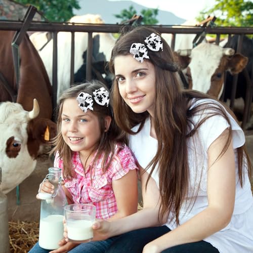 Nuolich 2Pcs Girls Cow Print Hair Clips 4 Inch