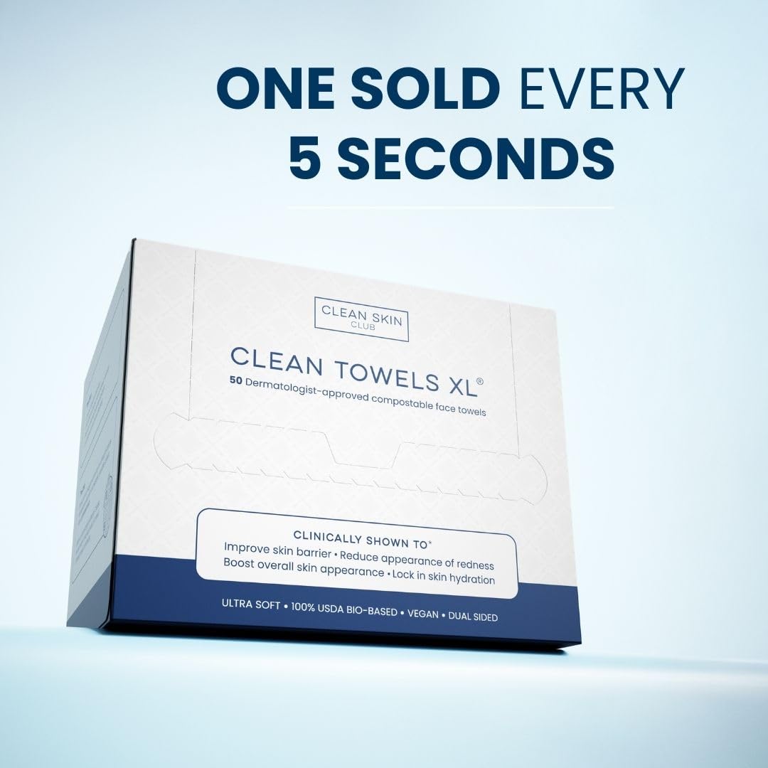 Clean Skin Club XL Face Towels 100 Biobased 50 Ct