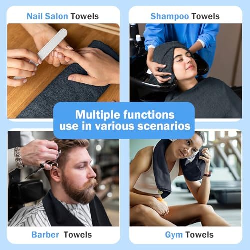 6 Pack Black Microfiber Hair Towels Super Soft and Absorbent