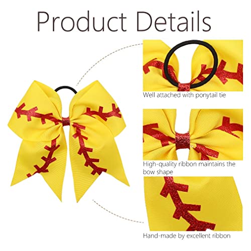 16PCS 8 Inch Cheer Hair Bows Ponytail Holder Elastic Band for Girls
