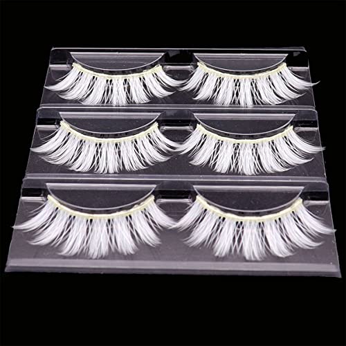 MUQIU37 White False Eyelashes 15mm for Halloween Cosplay