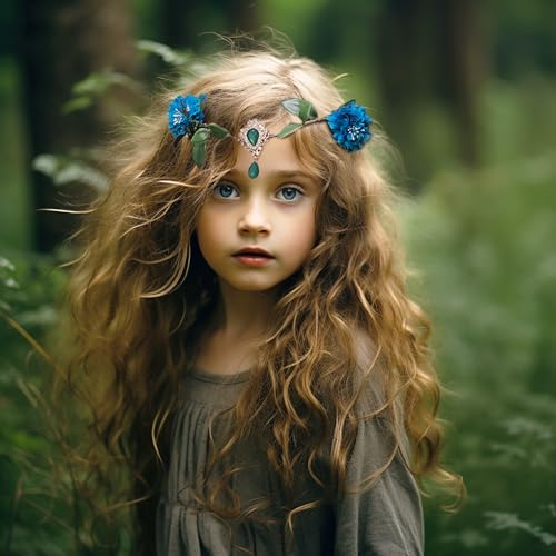 Vivivalue Blue Elf Crown Headpiece for Women Girls