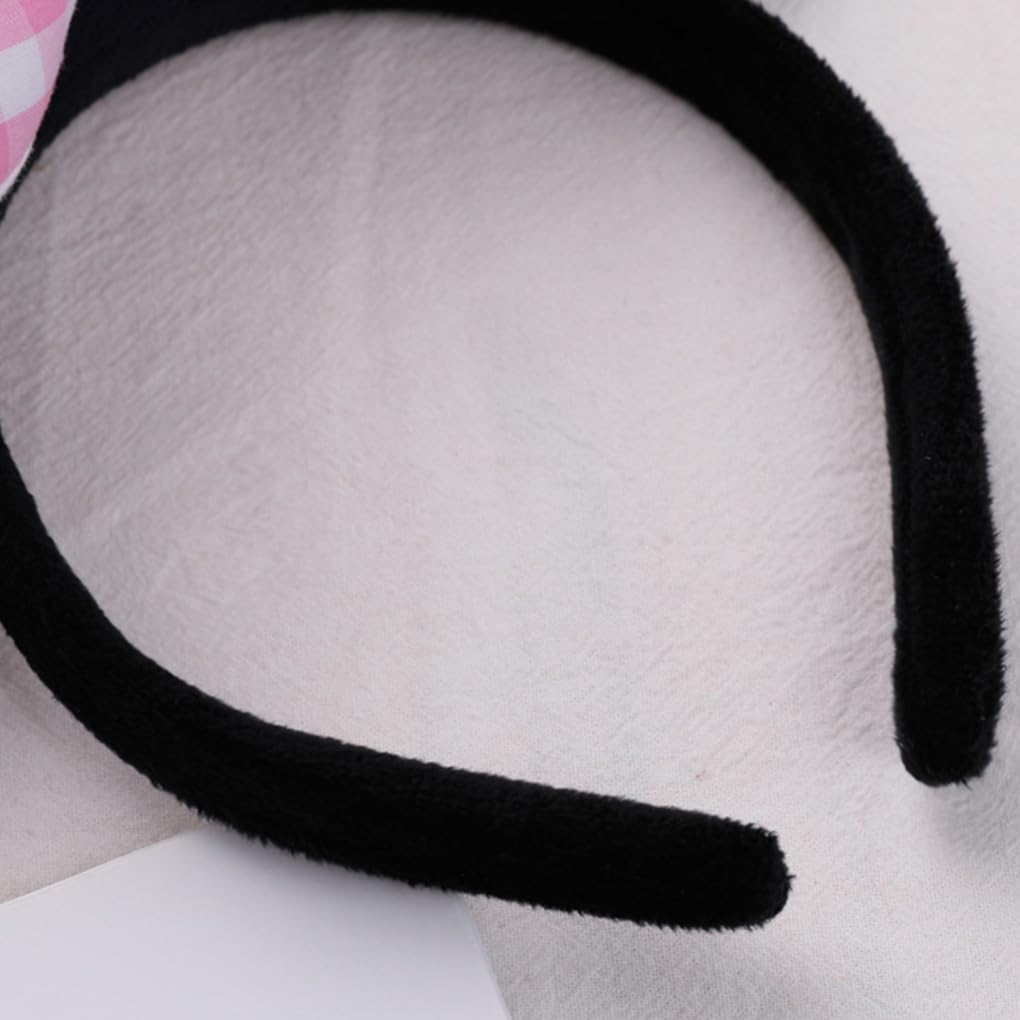 Dolebao 3D Mouse Sequin Ears Headband - Pink and White Plaid