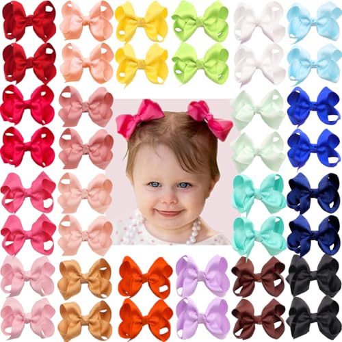 CLLOT 40Pcs 3 Inch Hair Bows for Girls with Alligator Clips