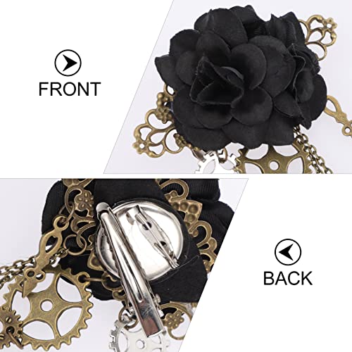 Beaupretty Steampunk Tassel Hair Clips with Rose and Chain Design