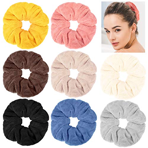 Chuangdi 8-Piece Colorful Microfiber Hair Scrunchies