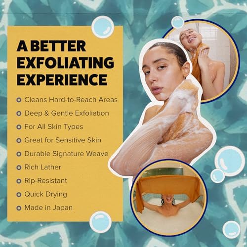 GOSHI Exfoliating Towel - Marigold Yellow Rip-Resistant Made in Japan 1