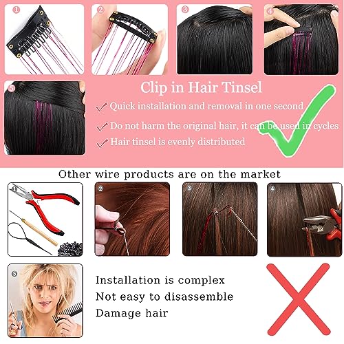Umylar Hair Tinsel 12Pc Clip In Glitter Extensions