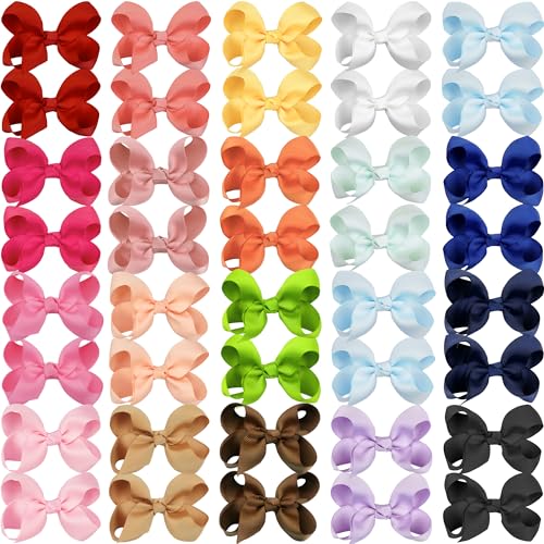 CLLOT 40Pcs 3 Inch Hair Bows for Girls with Alligator Clips