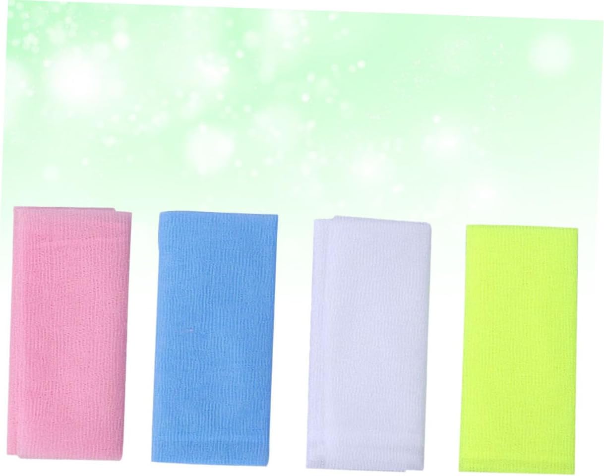 WOONEKY 4pcs Long Nylon Back Scrubber Towel