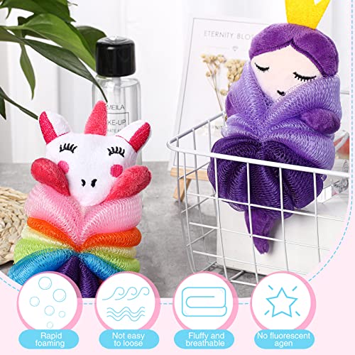 Nuenen 2 Pcs Kids Bath Loofahs with Cartoon Designs