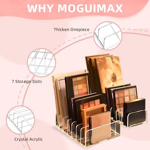 2 Pack Acrylic Makeup Palette Organizers - 7-Slot Display Cases