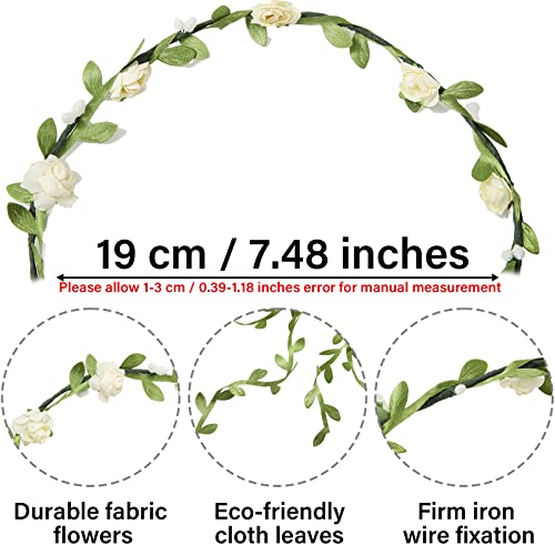 AWAYTR 3Pcs Flower Crown Headband for Wedding Party