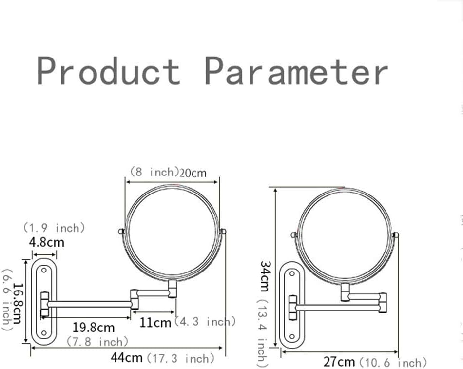 DEIHGE Wall Mounted Makeup Mirror with 360 Degree Swivel and 10x Magnification