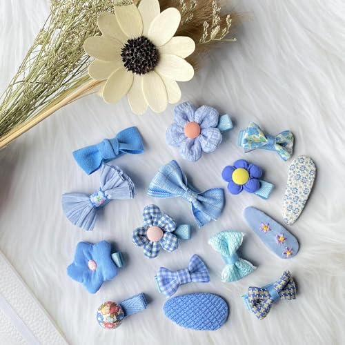 15 Pcs Cute Bows Fabric Hair Clips for Girls and Women