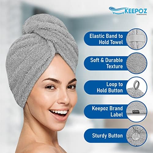 KEEPOZ Hair Towel Wrap for Women 100 Cotton Turban Head Wrap