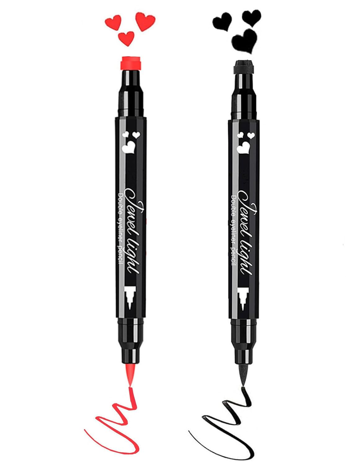 Go Ho 2PCS Waterproof Liquid Eyeliner Stamps Black Red Heart Design